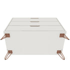 Manhattan Comfort Rockefeller 35.24" Mid-Century Modern 3-Drawer Dresser 2-Piece Set - Off White-17.52" L x 35.24" W x 30.15" H