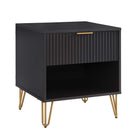 Manhattan Comfort DUMBO 20.07" Modern 1-Drawer Nightstand 2-Piece Set - Black-17.73" L x 20.07" W x 21.65" H