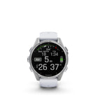 Garmin fēnix 8 - AMOLED Outdoor Recreation/Adventure Watches - 43 mm - Silver with Whitestone Silicone Band-For your active lifestyle, a built-in speaker and mic let you make and take phone calls from your wrist when your watch is paired to your smartphone — and you can even use your smartphone’s voice assistant to respond to text messages and more