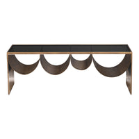 Zuo Reed Coffee Table - Brass/Black-Tinted Tempered Glass rectangular shape tabletop
