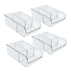 Azar Small Plastic Storage Bin - 3.62" x 7" x 11" - Clear - 4 Pack-Customizable organization with dividers for flexible compartment sizing