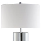 Hudson&Canal York 29.5" Tall Table Lamp with Fabric Shade - Polished Nickel/White-Rated for one 60W incandescent bulb - 9W LED bulb, 13W fluorescent (CFL) bulb, or 9W self-ballasted LED bulb, E26-base bulb, Bulb not included