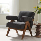 Modway Lyra Fabric Armchair - Dark Grey Fabric-Plywood Frame, Rubber Wood Legs