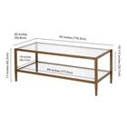 Hudson&Canal Hera 45"W Rectangular Coffee Table with Glass Shelf - Antique Brass-9