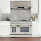 Kucht 48" KNG Series Pro Style Natural Gas Range - Stainless Steel-Product dimensions 27.75" L x 48" W x 36" H