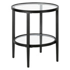 Hudson&Canal Hera 20"W Round Side Table with Glass Shelf - Blackened Bronze-A modern contemporary design for your living room, bedroom, and more