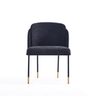 Manhattan Comfort Flor 22.83" Modern Twill Weave Upholstered Dining Chair - Black-Front and Back Legs Elegantly Embellished with Elongated Gold Metal Ferrules