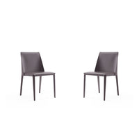 Manhattan Comfort Paris 18.11" Modern Faux Leather Upholstered Dining Chair - Grey - Set of 2-Modern Dining Chair Perfect for Dining and Home Office Use. Set of 2