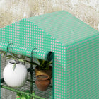 Outsunny 3 Tier Mini Greenhouse with Plastic Cover and Steel Frame - Green- Large zippered roll-up door to ensure good ventilation and manage plants easily
 