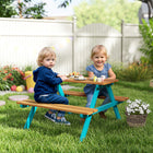 Outsunny Kids Picnic Table, Wooden Kids Table & Chair Set Outdoor Activity for 3-8 Years Old - Natural Wood-Suitable for up to four kids, with each bench holding up to 110lbs(50kg)
