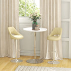 HOMCOM Round Bar Table 360° Swivel Top and Steel Base - White-2-seater size, suitable for smaller home bar and dining spaces