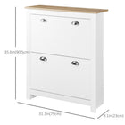 HOMCOM Hallway Shoe Cabinet with 2 Flip Drawers for 12 Pairs - White-MDF frame make it robust and solid
