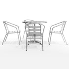 Flash Furniture 31.5'' Round Aluminum Indoor/Outdoor Table with 4 Slat-Back Chairs (TLH32RD017BCHR4)-Assembly Required