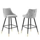 Modway Adorn Performance Velvet Bar Stool - Light Gray - Set of 2-Vintage Modern Bar Stool