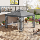 Outsunny 10 ft W x 10 ft L Garden Gazebo Outdoor Sunshade Portable with Screen - Grey-UV and water resistant canopy blocks most harmful elements and light rain