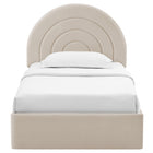 Modway Solana Arched Performance Velvet Twin Platform Bed - Almond-Platform Bed Frame