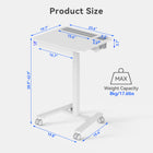 ShoppingAll Airlift Pneumatic Height Adjustable Sit-Stand Mobile Computer Cart - White-Smooth gliding mobility with four caster wheels (2 casters with locking mechanism)