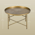 HOMCOM 24" Round Coffee Table with Hammered Tray - Gold-Versatile as a coffee table, side table, or nightstand