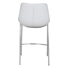 Zuo Magnus Counter Stool - White/Silver - Set of 2-3 year limited warranty