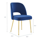 Modway Rouse Dining Room Side Chair - Navy-Performance Velvet Upholstery