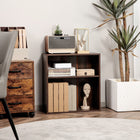 HOMCOM Wood Small Bookshelf 2 Tier Storage Rack - Walnut-Adjustable middle shelf provides a customizable solution that is meant for displaying your favourite books, photos, decorations and more 