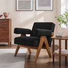 Modway Lyra Boucle Fabric Armchair - Black-Plywood Frame, Rubber Wood Legs