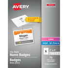 Avery Clip Style Laser/Inkjet Name Badge Kit, 4" x 3", 75 Pack, (78617)-Clip Style