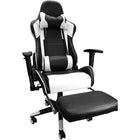 Nicer Furniture Racing Style Game Chair with Footrest - White-Ergonomic back and seat help support proper posture.  