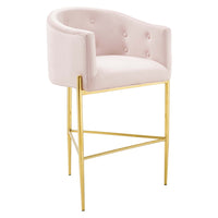 Modway Savour Tufted Performance Velvet Bar Stool - Pink-Tufted Dining Bar Stool