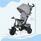 Qaba 6-in-1 Toddler Tricycle with Parent-Push Handle - Grey-5-point safety harness keeps little ones secure during rides 