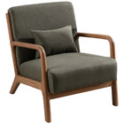 Ebello Hertford 26" Wide Mid Century Upholstered Solid Wood Accent Chair with an Extra Pillow - Green-Colour: Green