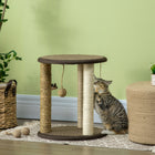 PawHut 17" Cat Tree with Hanging Toys and Jute Sisal Seagrass Scratching Post-Upholstered in soft and comfortable polyester fleece and Oxford cloth 