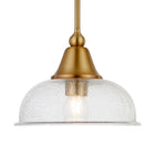 Hudson&Canal Magnolia 10.75" Wide Pendant with Glass Shade - Brass/Seeded-Paired with a seeded dome glass shade