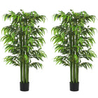 HOMCOM 5.3' Artificial Bamboo Tree for Indoor Home Decor - Green - 2 Pack-Beautiful set of two artificial bamboo design 