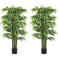 HOMCOM 5.3' Artificial Bamboo Tree for Indoor Home Decor - Green - 2 Pack-Beautiful set of two artificial bamboo design 