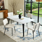Homy Casa Modern Upholstered Dining Chair - Ivory Beige Fabric  with Black Metal Legs - 4 Pack-Sturdy Metal Legs: Black metal legs provide stability and a sleek contrast to the light fabric.