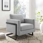 Modway Posse Upholstered Fabric Accent Chair - Black Light Grey-Polyester Fabric Upholstery