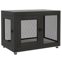 PawHut 37" L Pet Crate End Table with Water-Resistant Cushion and Double-Door - Black-Softly water-resistant cushioned resting spot 