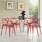 Modway Entangled Dining Set - Red - 4 Pack-PP plastic construction