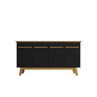 Manhattan Comfort Yonkers 62.99" Mid-Century Modern Sideboard - Black and Cinnamon-Mid-Century Modern Buffet Stand for Dining and Living Room Use