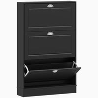 HOMCOM Narrow Shoe Cabinet with 3 Flip Drawers for Entryway - Black-Three flip drawers hold up to 20 pairs of shoes