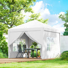 Outsunny 10' ft W x 10 ft L Outdoor Pop Up Party Tent with Carrying Bag - White-Roof section with light grey undercoating for UV rays and heat reduction