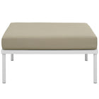 Modway Harmony Outdoor Patio Aluminum Ottoman - White/Beige-Non-Marking Black Plastic Foot Caps