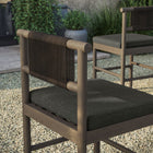 Modway Eleni Outdoor Teak Wood Counter Stools 2-Piece Set - Weathered Grey/Flint-Slatted Seat