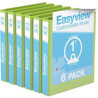 Davis Group Easyview Premium Binder - Round Ring - Customizable - 1" - Lime Green - 6 Pack-3 Ring Binder