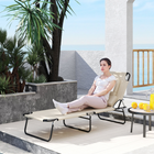 Outsunny Adjustable Outdoor Lounge Chair with Face Hole and Pillow - Beige-Face hole allows you to face down comfortably while sunbathing