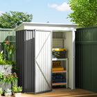 Outsunny Small Outdoor Storage Shed with Adjustable Shelf - 5' x 3' - Grey-2-tier adjustable shelf for flexible storage 