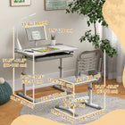 Qaba Kids Desk & Chair Set Height Adjustable Student Writing Desk - Grey-Fully equipped with a pen box, a drawer, a reading board, a cup holder, 2 pen slots and a table lamp
