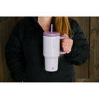 GROSCHE Aspen Insulated Water Tumbler with Handle - 32 oz. - Lavender-Insulated, splash-resistant straw lid