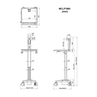 Amer Mounts Light Pedestal Medical Cart with Display Mount-Top Surface Dimensions: 516 x 406 mm (20.31 inch x 16 inch)